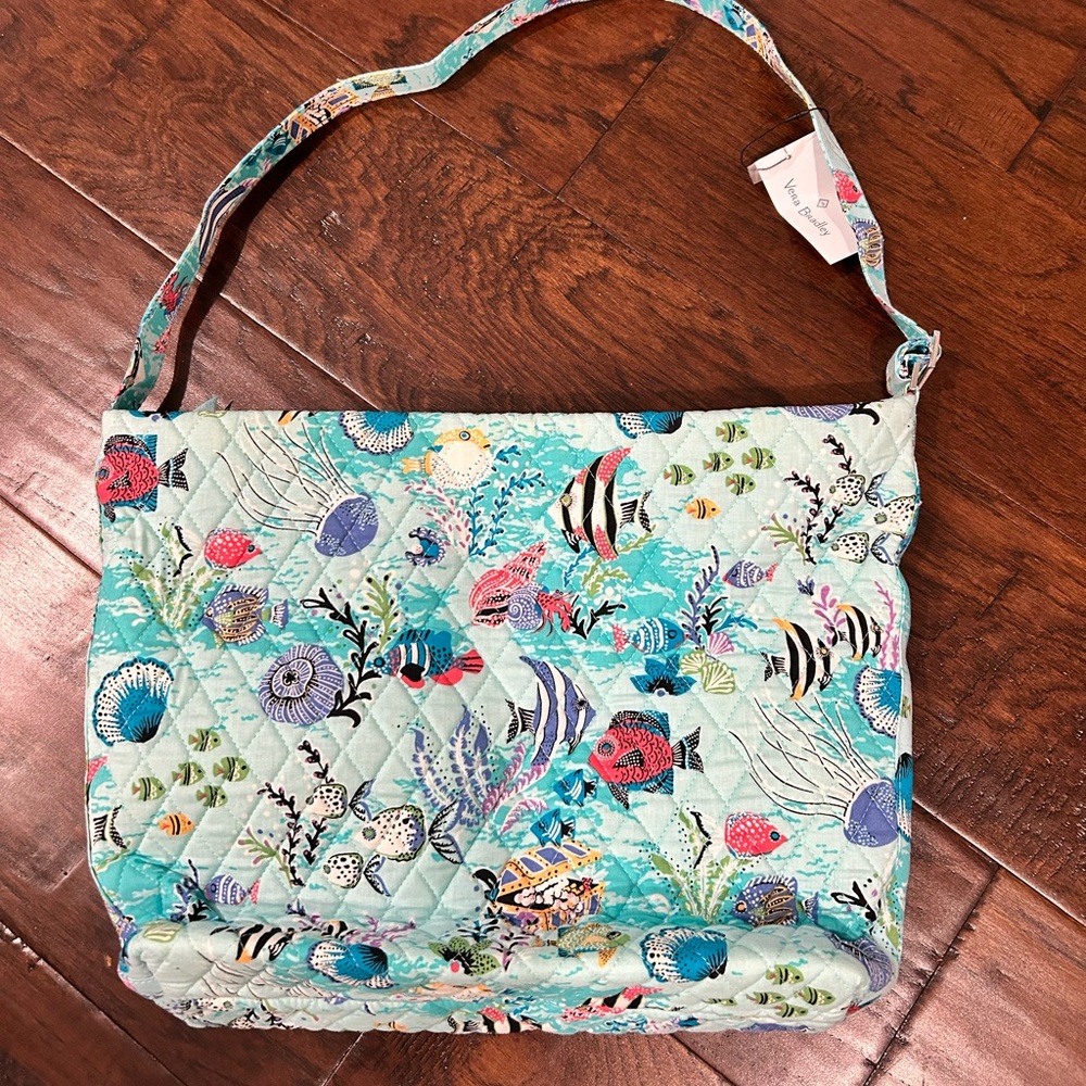Vera Bradley Teal Underwater Print Quilted Crossbody Shoulder Bag